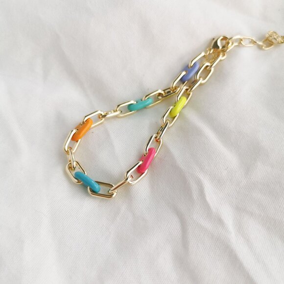 Kendra Scott Bailey Rainbow Multi Mix Gold Chain Bracelet - Picture 3 of 4